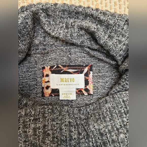 ANTHROPOLOGIE MAEVE OVERSIZED COWL NECK RIBBED KNIT SWEATER TOP GRAY Sz … - Picture 6 of 10